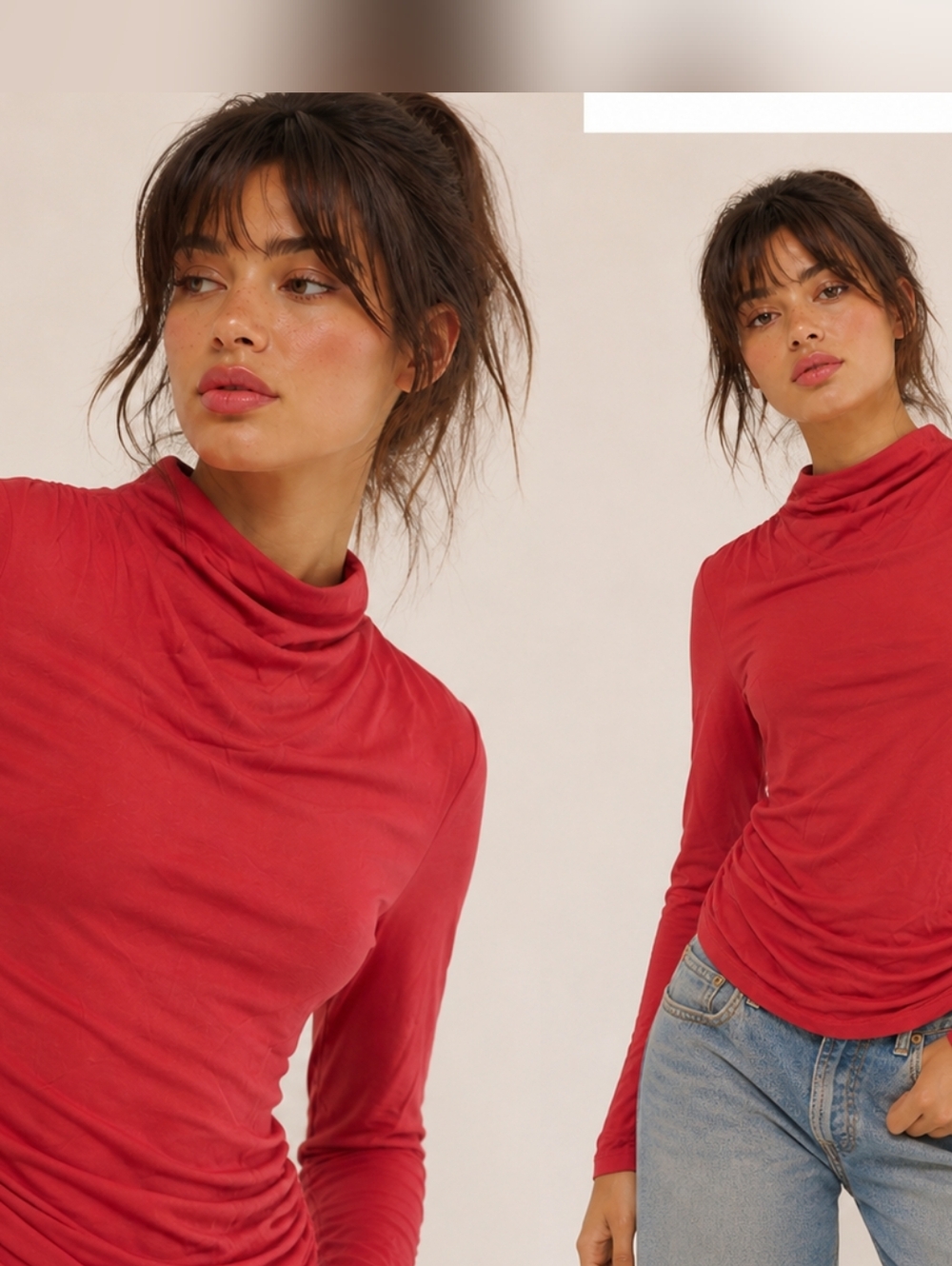 Nwt Rails Joelle Side Ruched Top in Scarlett – Luxe Modal Draped Knit Top